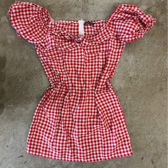SHEIN Red Checkered Off-Shoulder Mini Dress - Picture 1 of 4